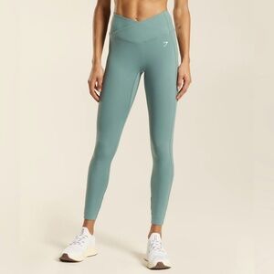 New Gymshark Crossover Leggings, Thunder Blue, Size Medium